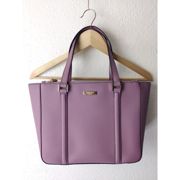 Kate Spade Jules Newbury Lavender Purple Lane Cow Leather Tote Shoulder Handbag - Picture 1 of 13
